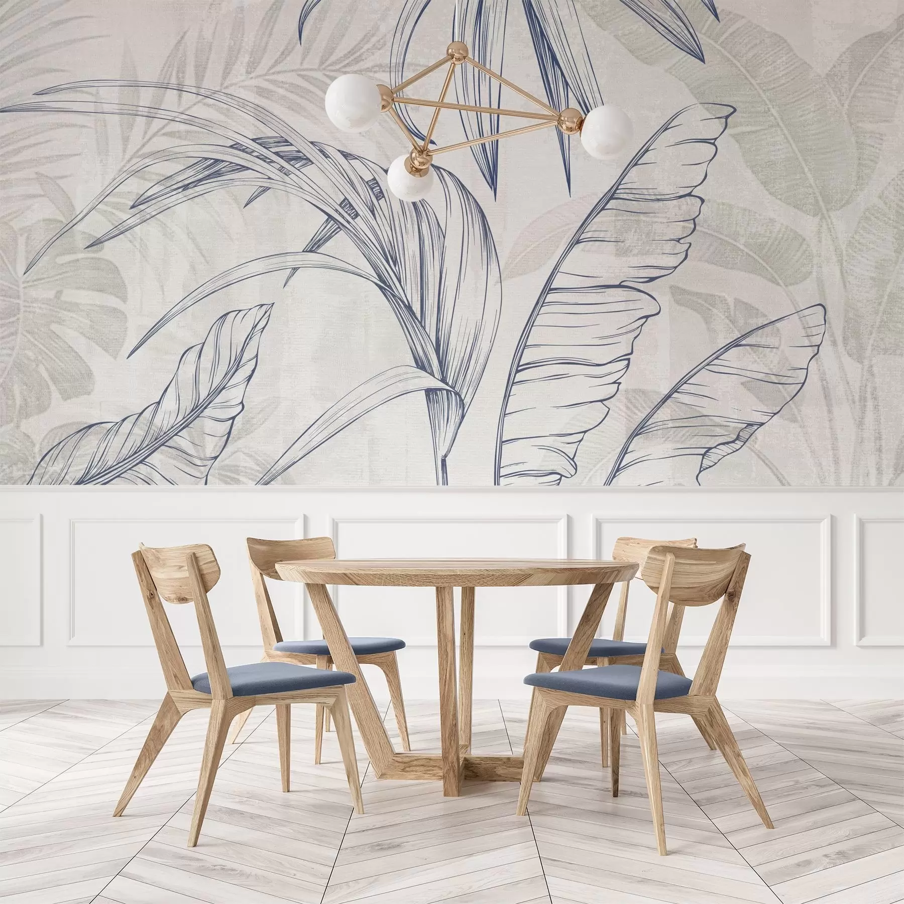 Murale Feuilles sur fond avec imitation de flou et de texture w04362v1