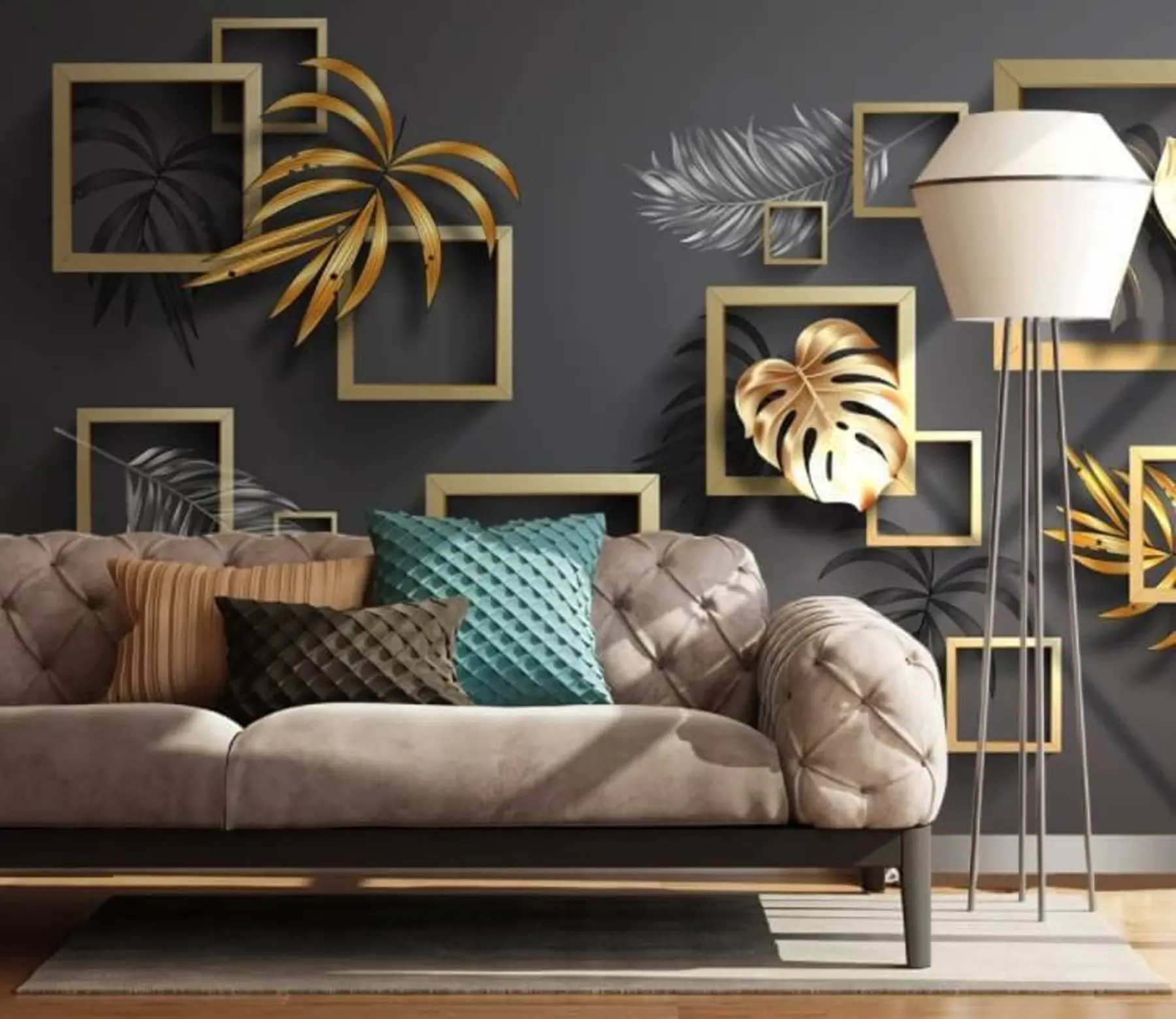 Fototapete Blätter in Rahmen u77858