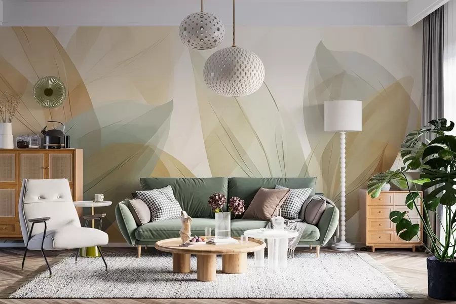 Fototapete Transparente Blätter im abstrakten Stil w04351