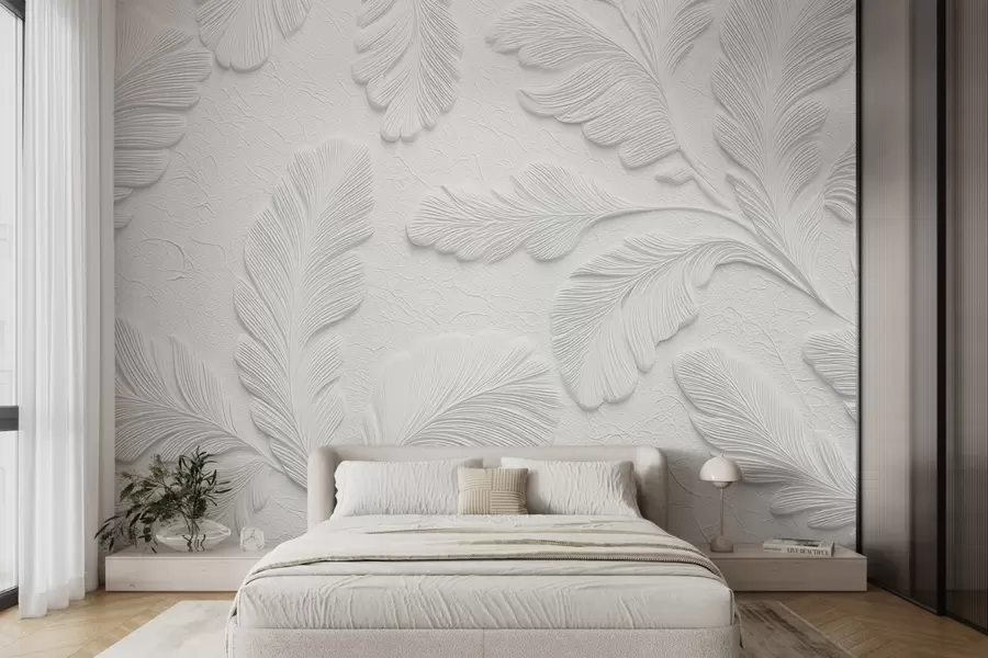 Fototapete Reliefblätter in Grau mit Rissstruktur-Effekt w09309v1