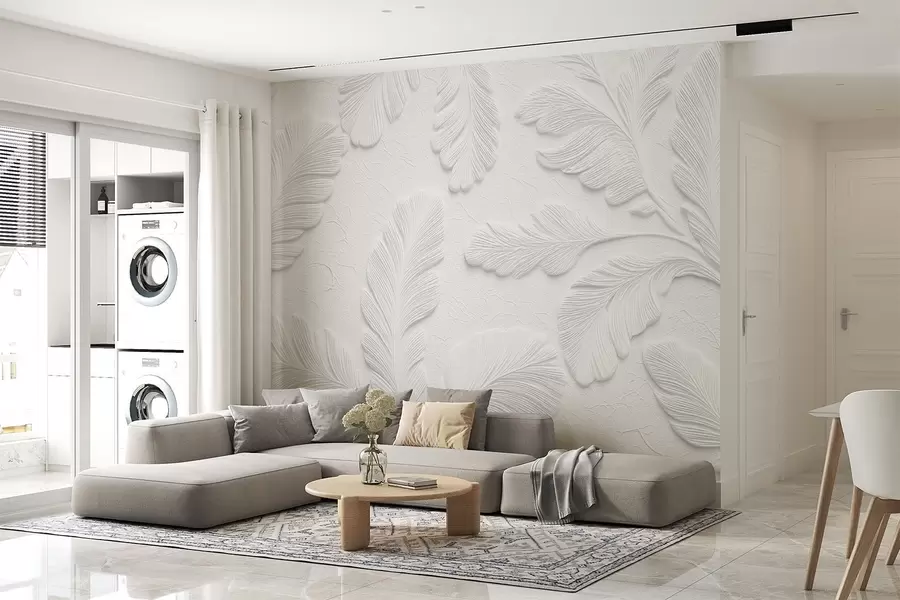 Fototapete Reliefblätter in Grau mit Rissstruktur-Effekt w09309v1