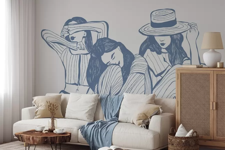 Murale Nuances de bleu pour les filles w04384v1