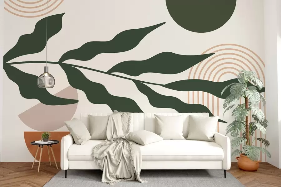 Fototapete Abstraktion, Blätter, lineare Bögen w04386v1