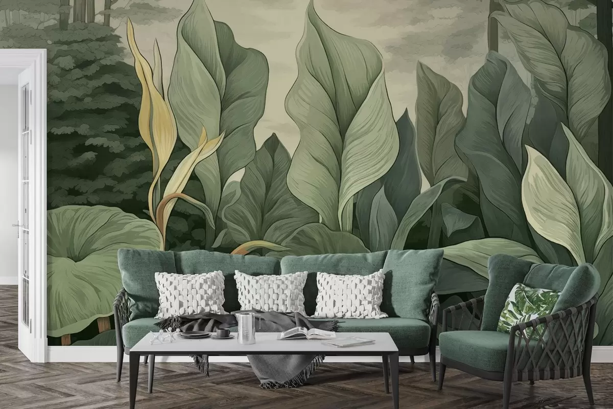 fototapeter Illustration af tropisk plante i botanisk stil w04347