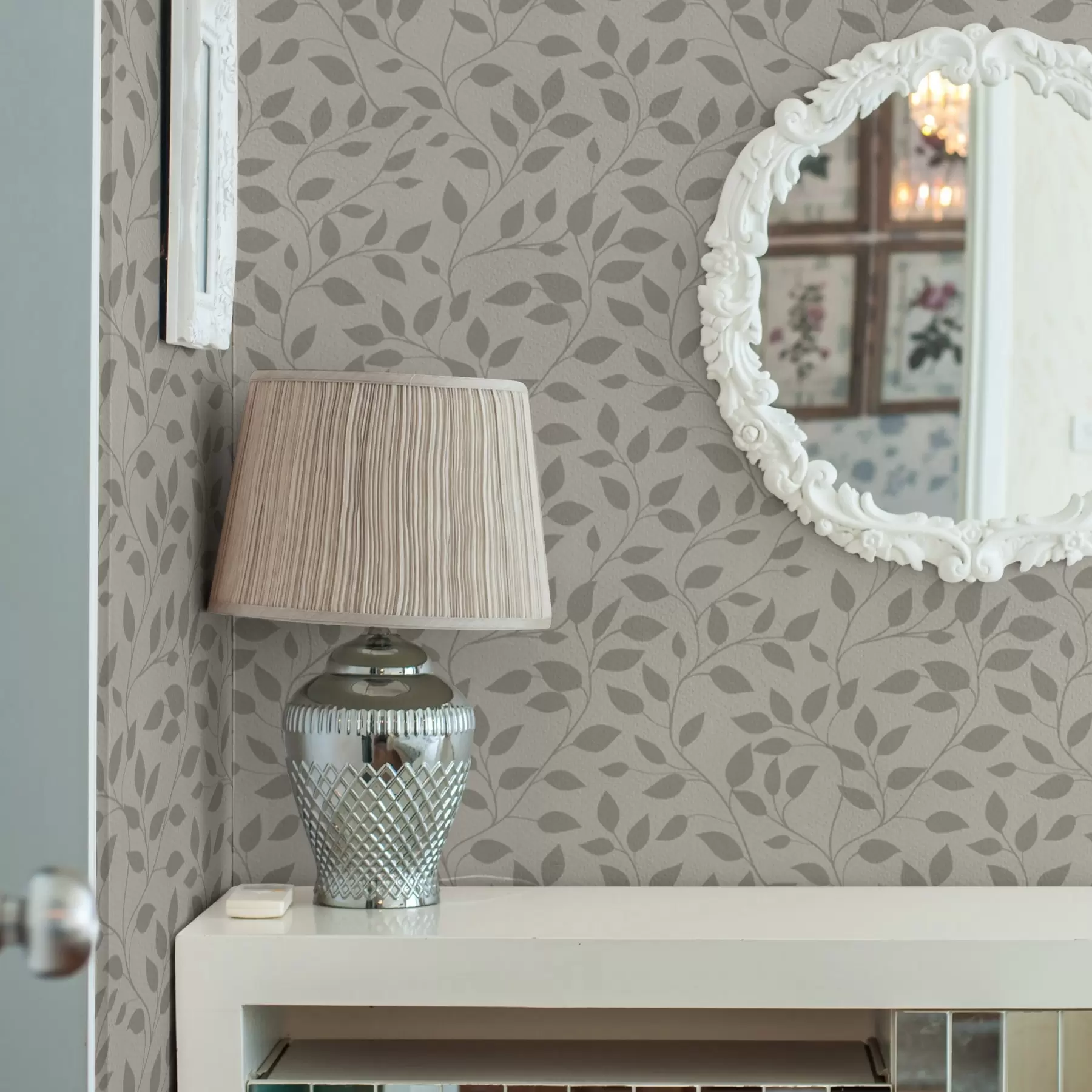 Fototapete Monochrome Ranken auf einer fein strukturierten Leinwand a00386