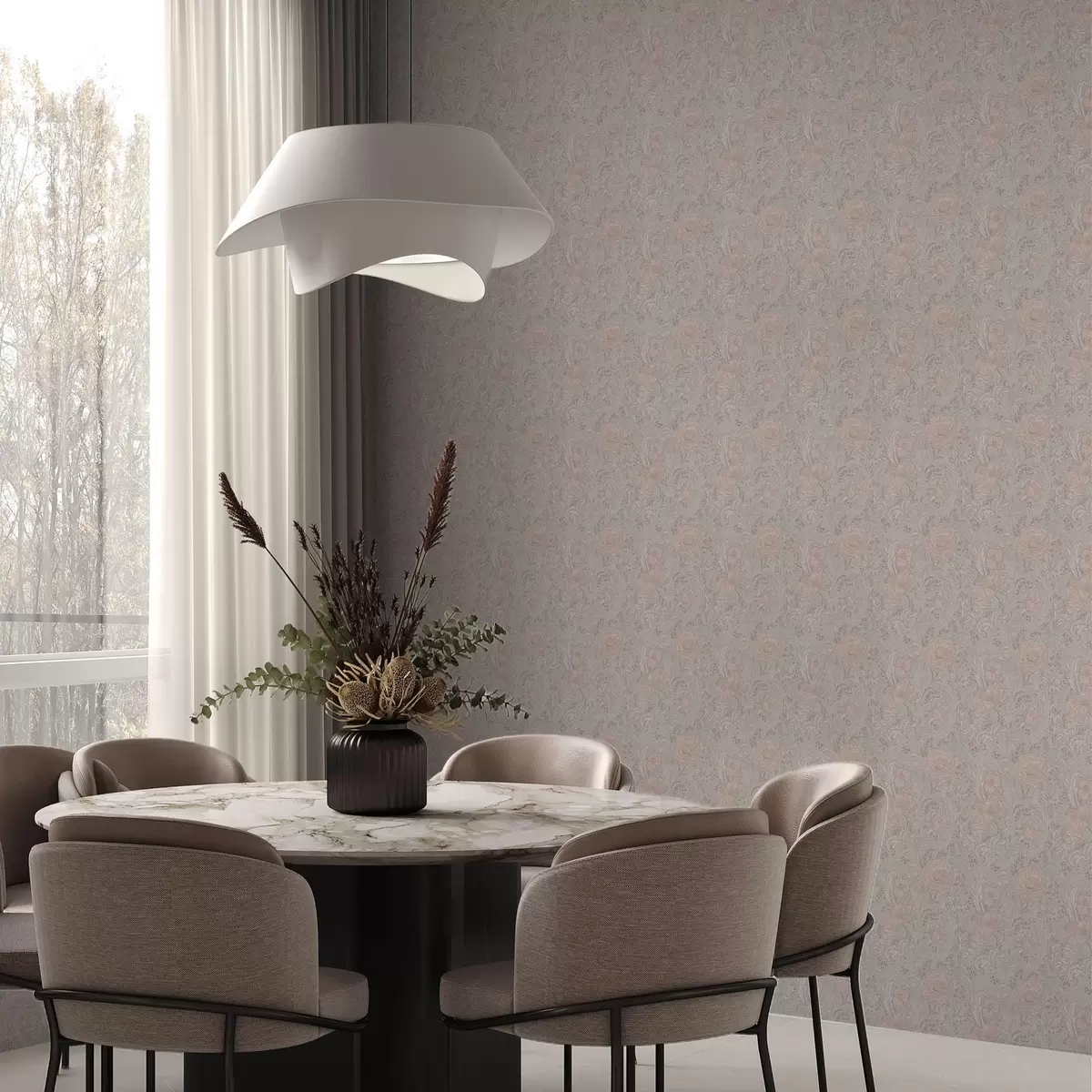 Papier peint Fleurs douces et pastel dans le style art nouveau a00394