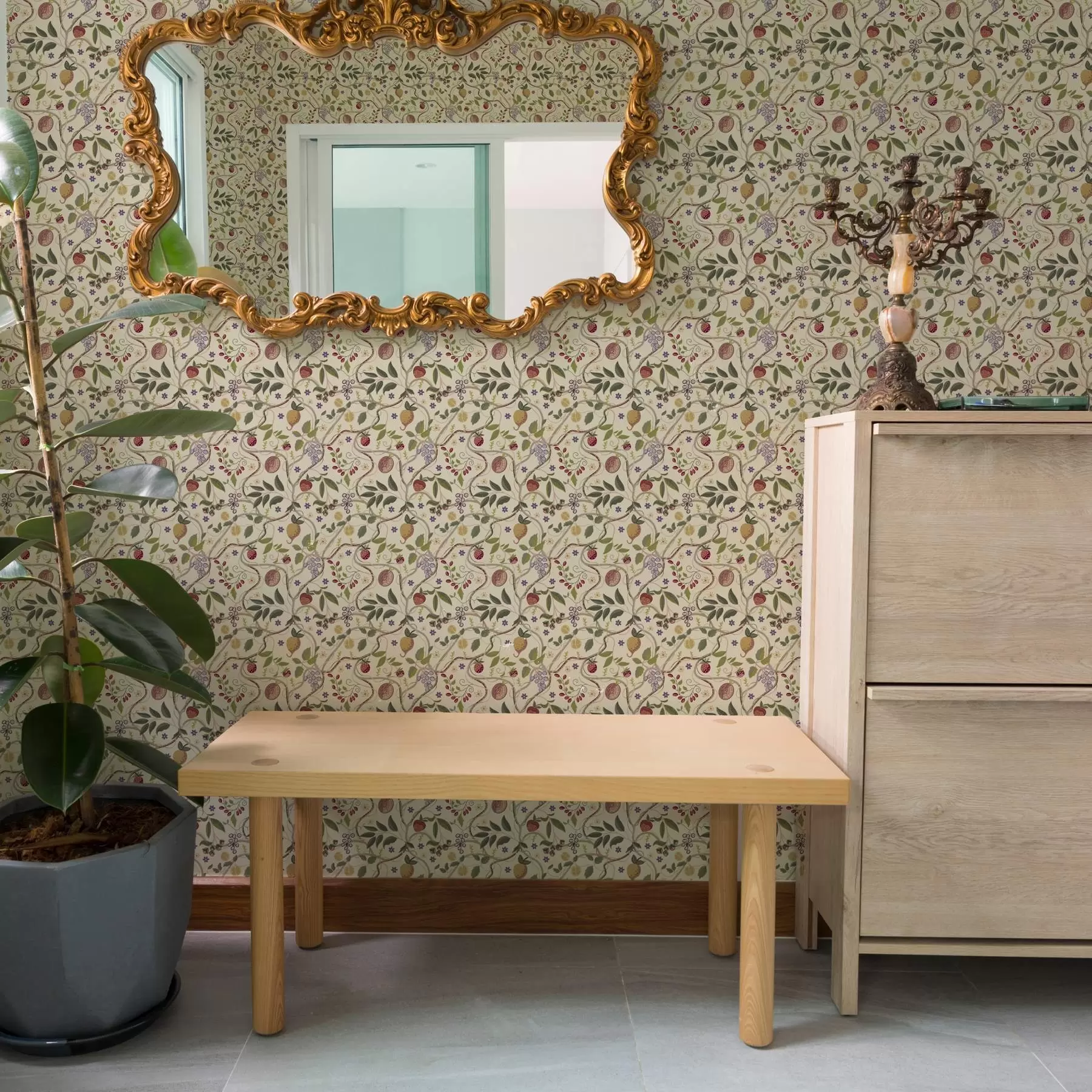 Murale Motif de fruits avec baies, branches et fleurs a00428