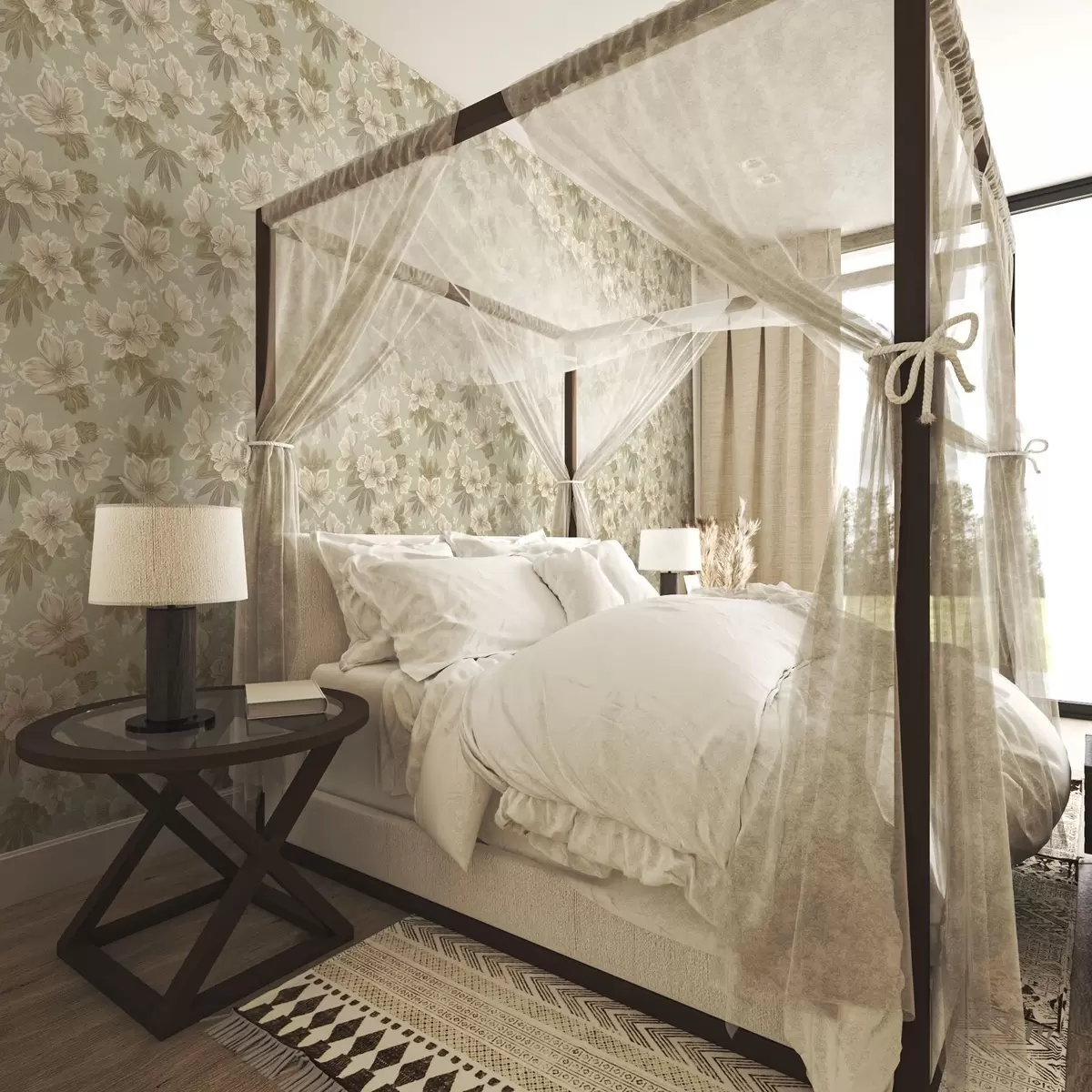 Baggrund Cremefarvede blomster på en olivengrøn baggrund a00462