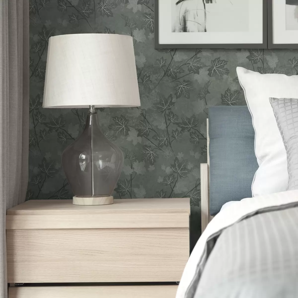 Baggrund Matte ahornblade i bløde grønne toner a00464