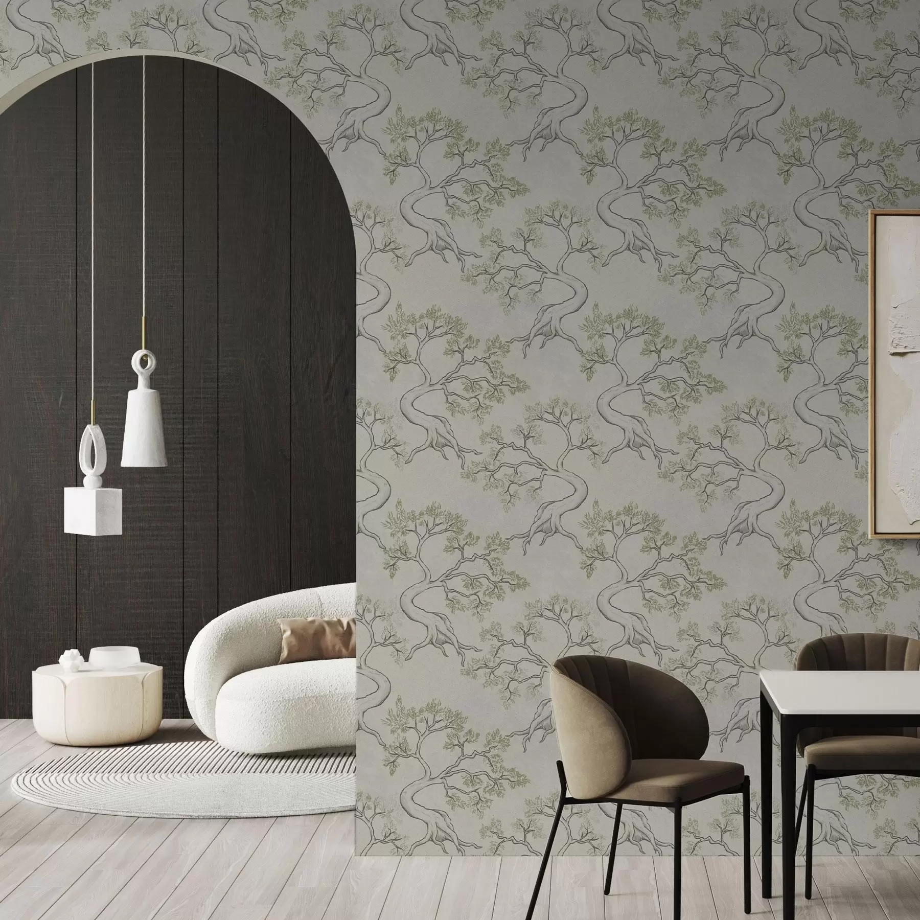 fototapeter Monokrome træer med flotte, buede stammer a00468