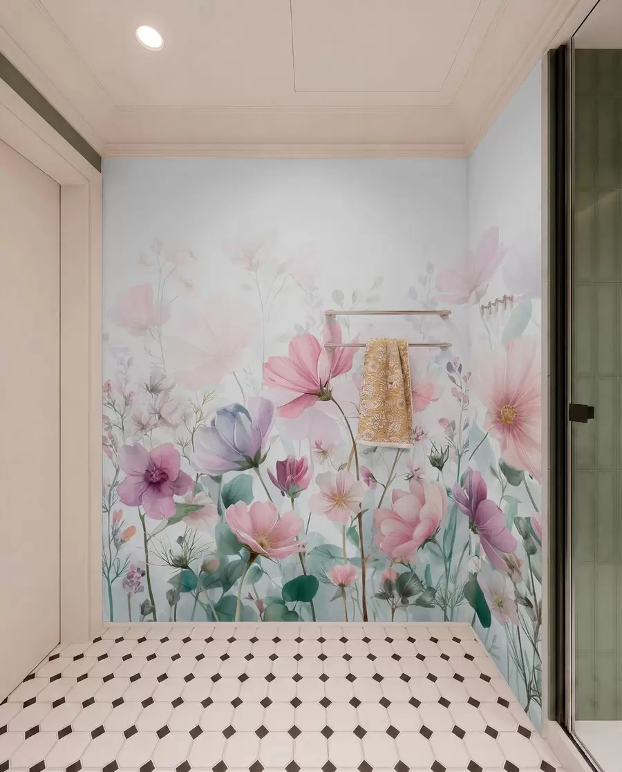 fototapeter sarte vilde blomster w04171