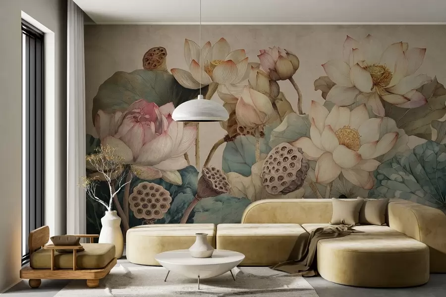 Fototapete große strukturierte Seerosen w04309