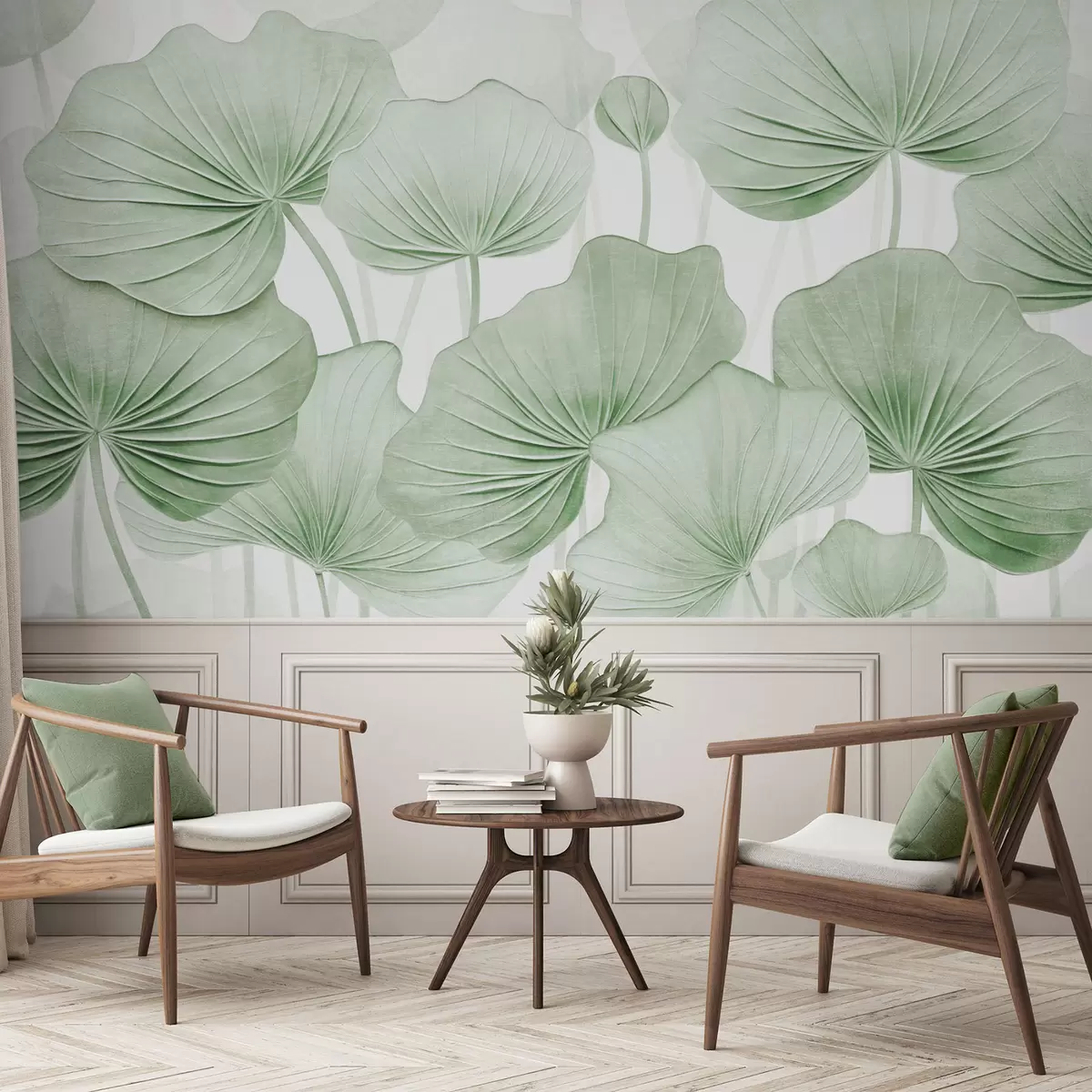 fototapeter Lotusblade med imiteret nødlidende tekstur w04412