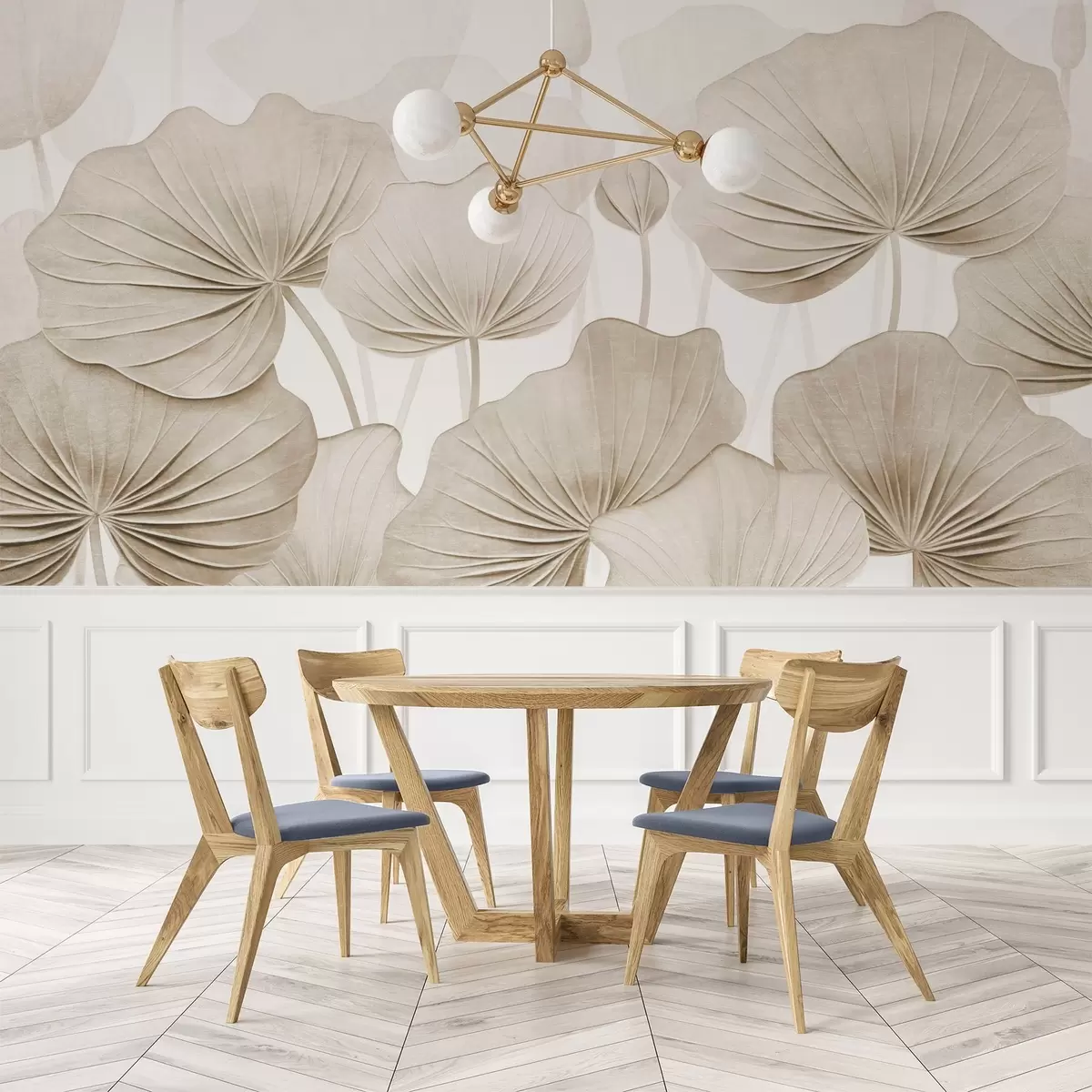 Fototapete Lotusblätter mit imitierter Distressed-Struktur w04412v1