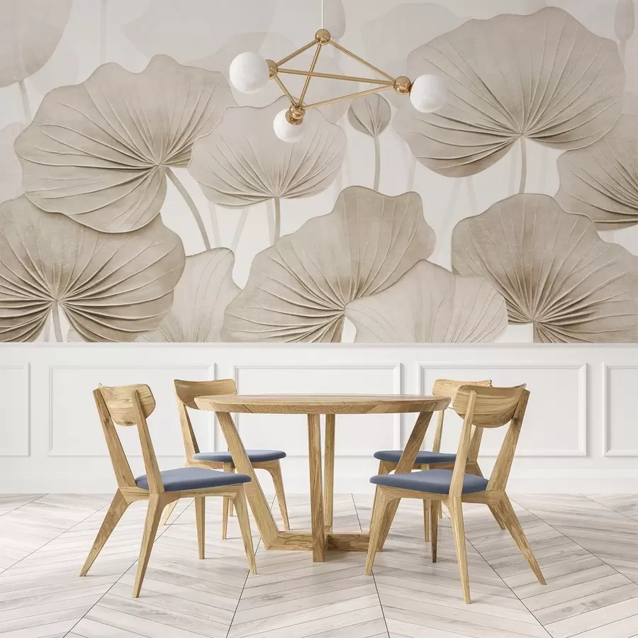 fototapeter Lotusblade med imiteret nødlidende tekstur w04412v1