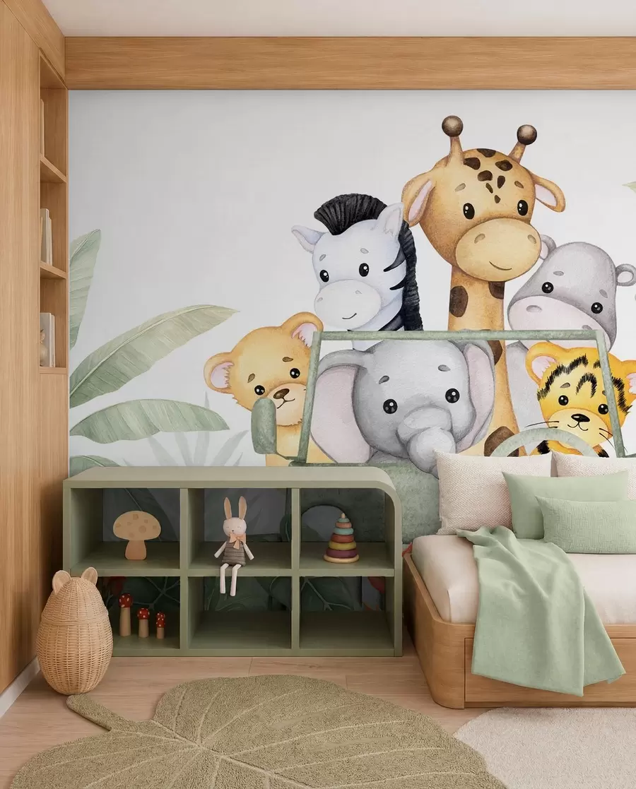 Murale Animaux mignons sous les tropiques w04413