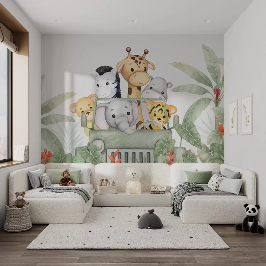 Murale Animaux mignons sous les tropiques w04413