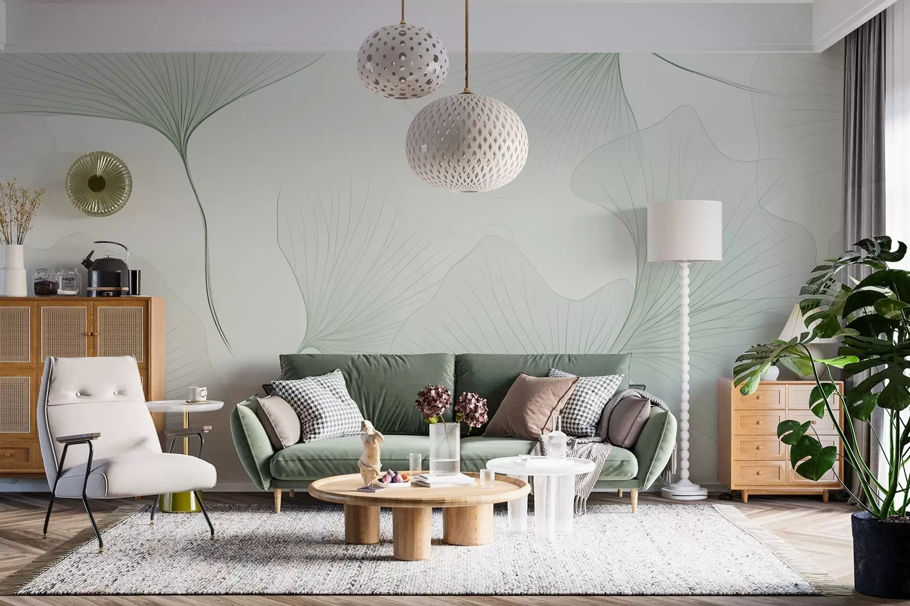 fototapeter Gennemsigtige ginkgoblade w04433v2