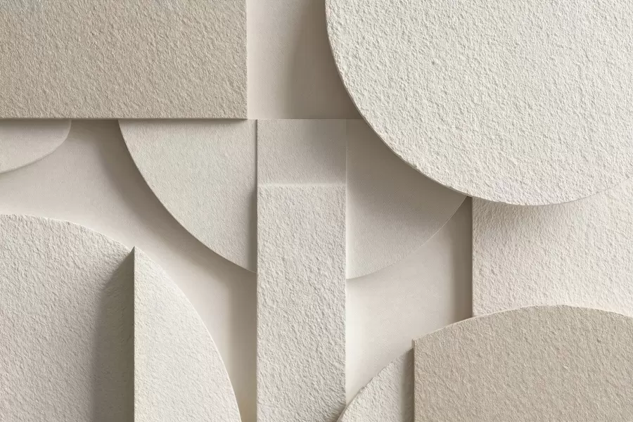 Murale Composition abstraite de formes géométriques beiges w04395