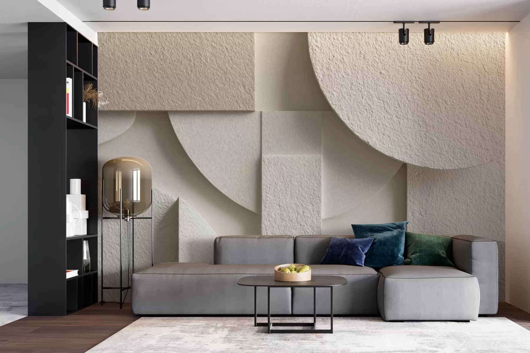 Fototapete Abstrakte Komposition aus beigen geometrischen Formen w04395