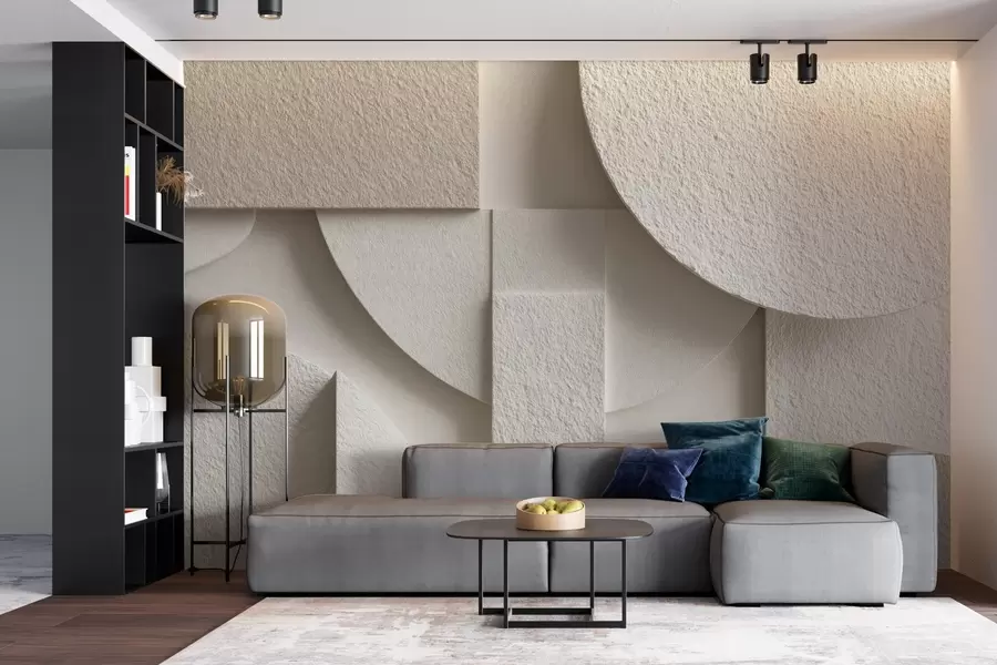 Fototapete Abstrakte Komposition aus beigen geometrischen Formen w04395