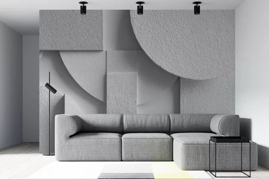 fototapeter Abstrakt komposition med hvide tredimensionelle geometriske former w04395v1