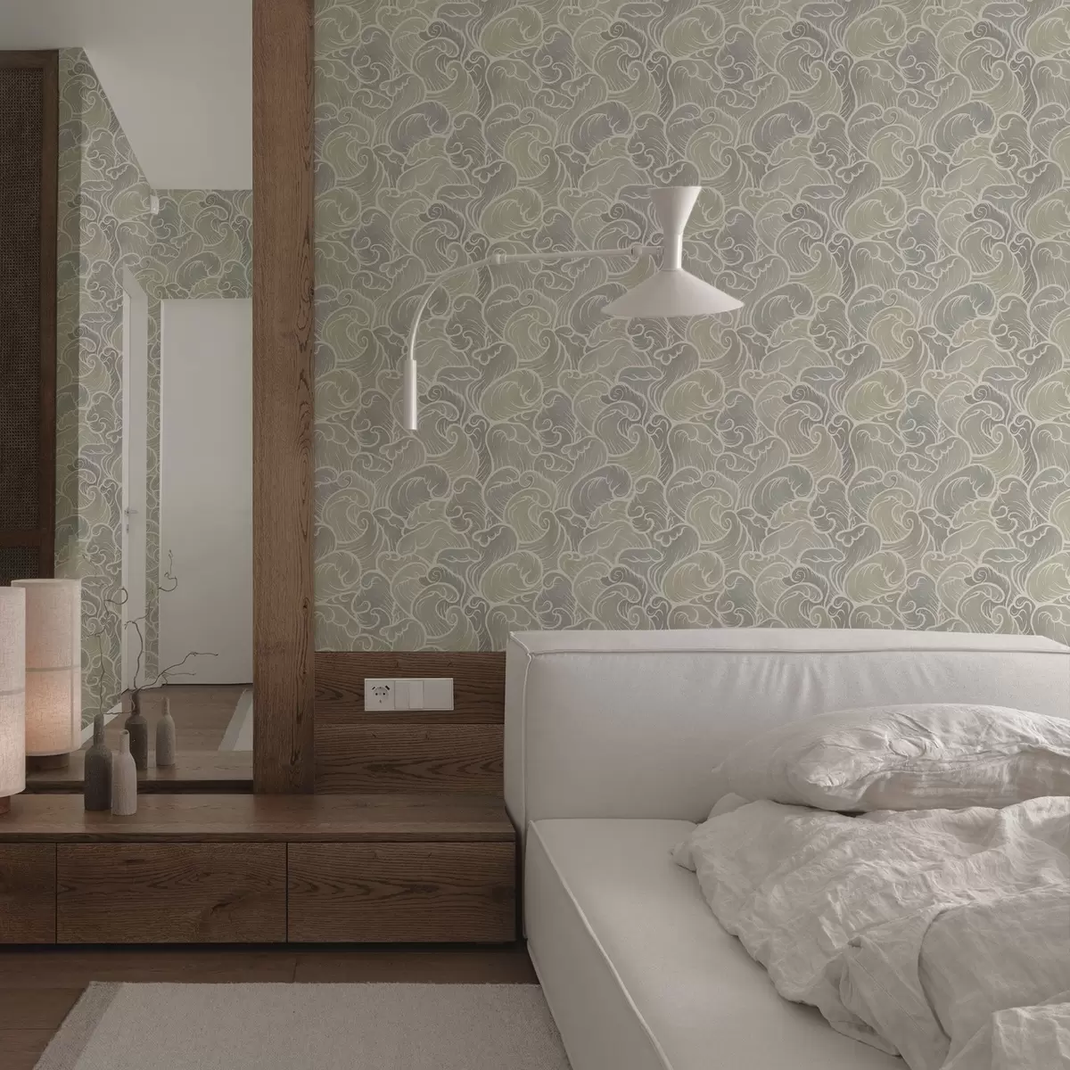 Tapete Abstrakte Wellen in Pastelltönen a00285