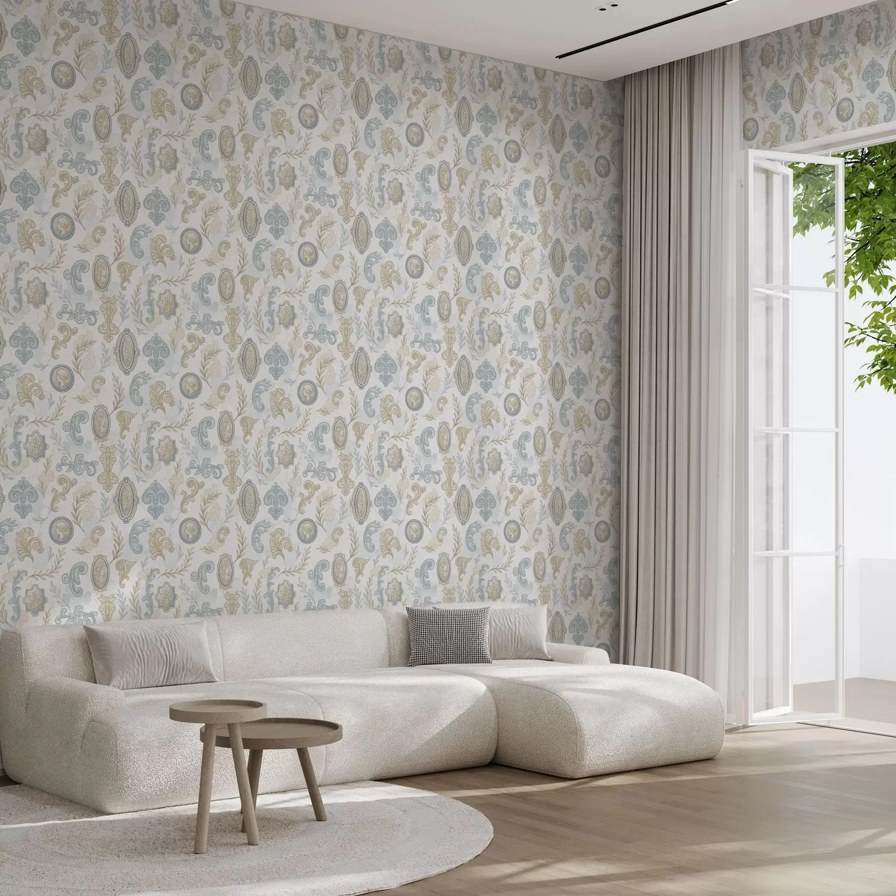 fototapeter Klassisk ornament med medaljoner og mønstre a00319