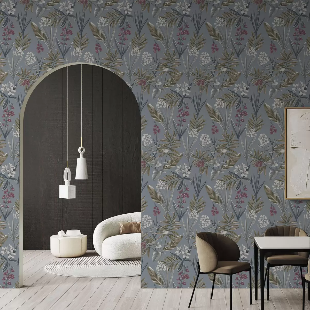 Baggrund Blomstergrene på en blågrå baggrund a00350