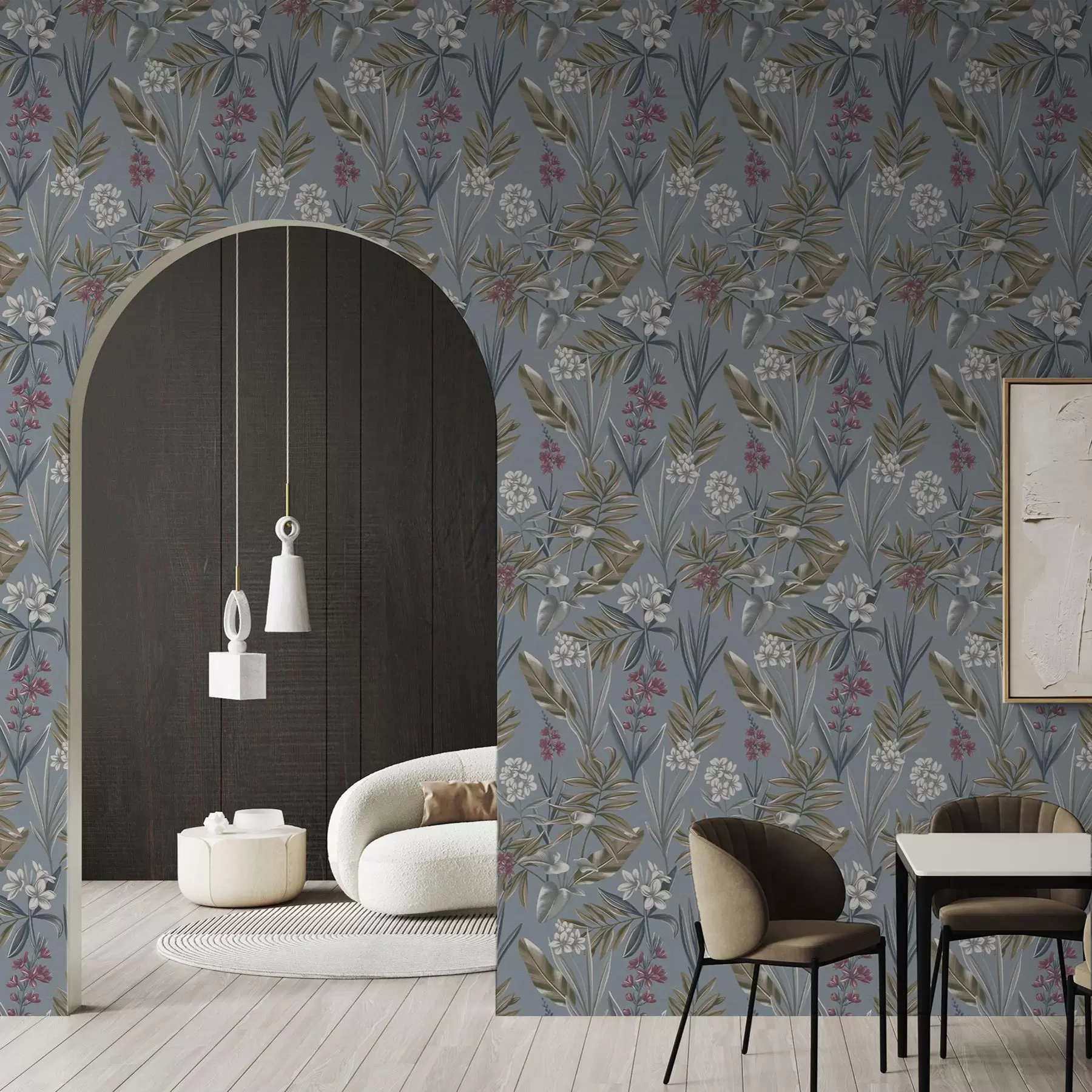 fototapeter Blomstergrene på en blågrå baggrund a00350