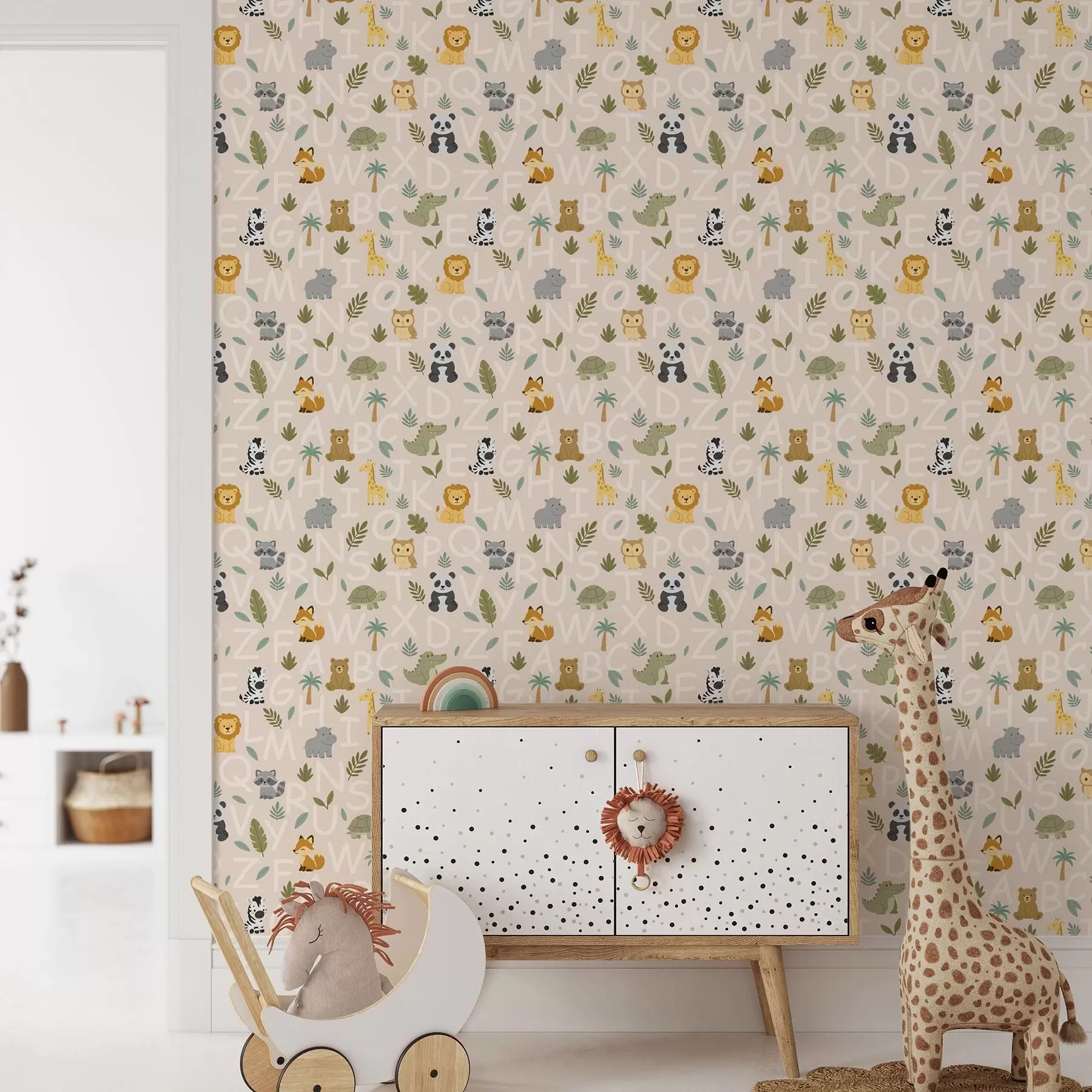 Fototapete Alphabet mit niedlichen Tieren und Pflanzen für Kinder a00400