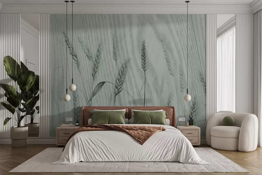 Fototapete Weizenähren auf einem strukturierten Hintergrund w04437v2