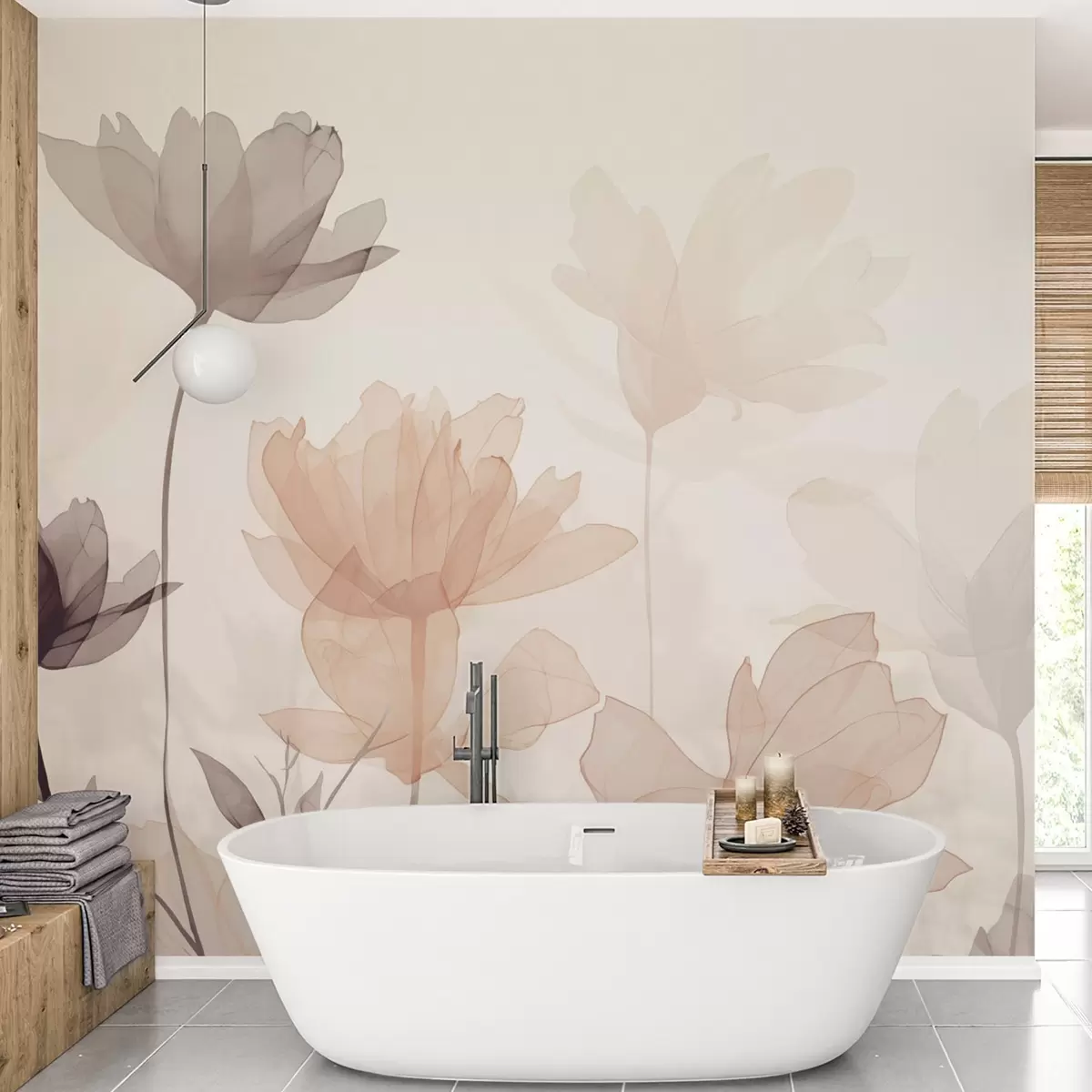 Murale Silhouettes de fleurs w04489
