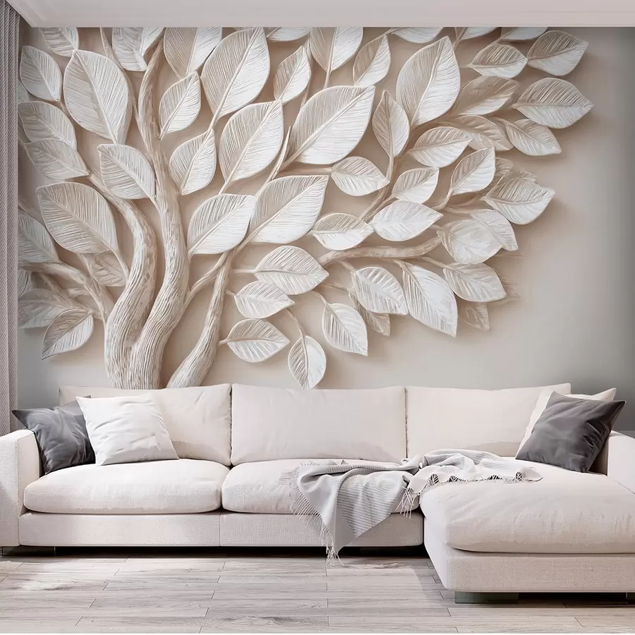 Murale Arbre en relief avec feuilles w09359