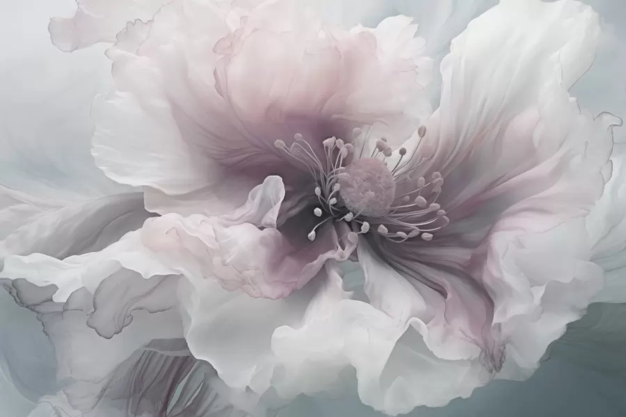 fototapeter Delikat blomst med rosa og hvide kronblade w04446