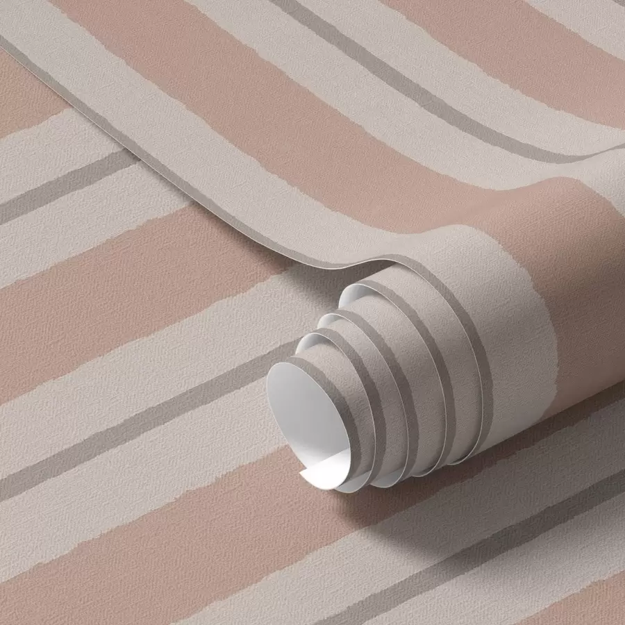 Murale Larges rayures beige-terre cuite avec un accent grisâtre a00513