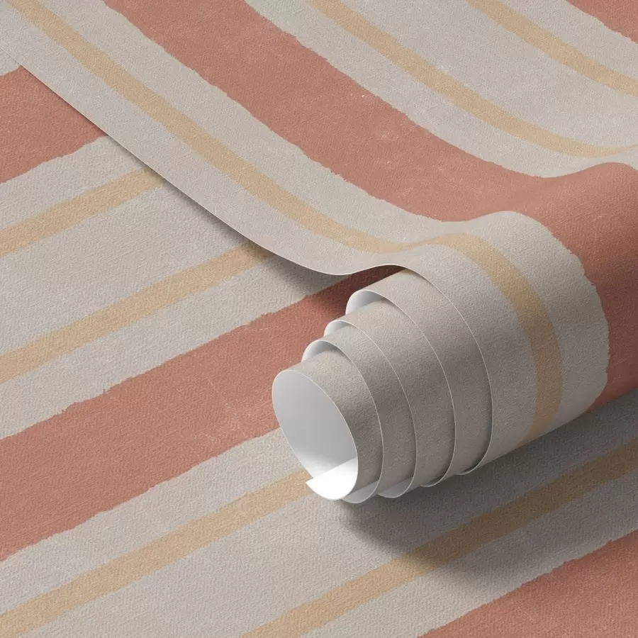 Murale Larges rayures dans les tons terracotta-beige a00514