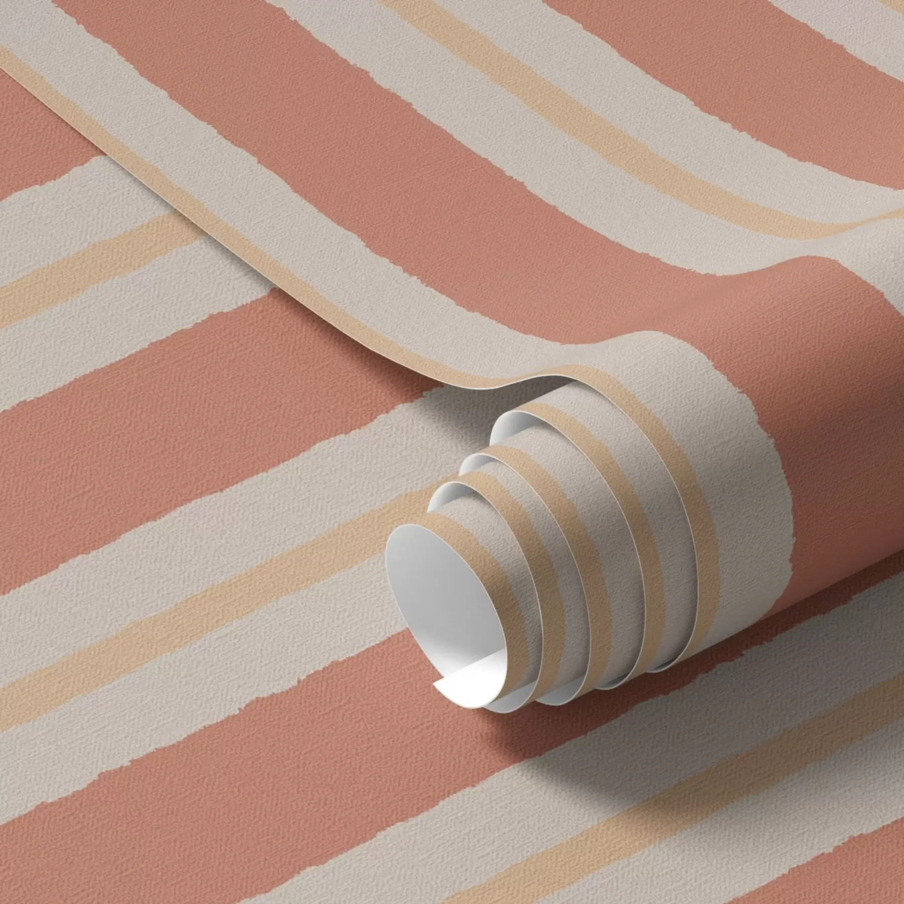 fototapeter Lyse terracotta-striber med beige detaljer a00515