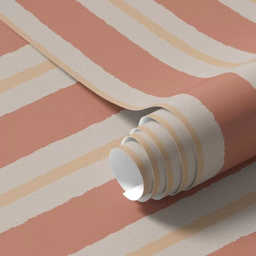 Murale Rayures terracotta brillantes avec accents beiges a00515