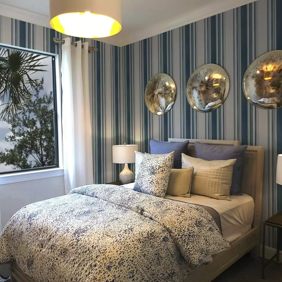 Murale Rayures bleues avec espaces blancs a00525