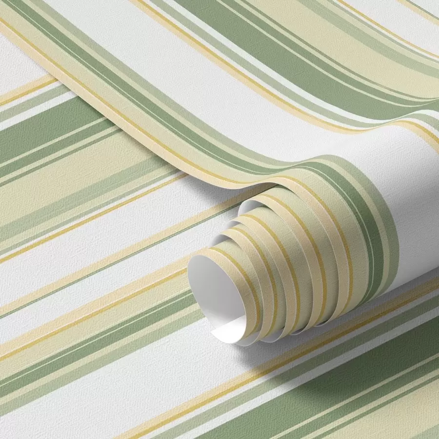 Fototapete Grün und beige gestreift mit gelben Akzentlinien a00531