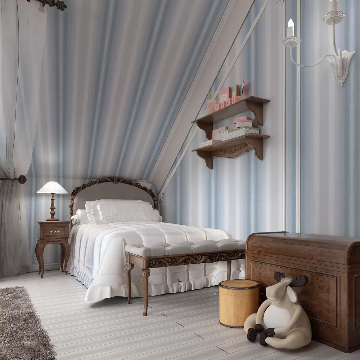 Baggrund Brede striber i kølige blågrå toner a00551