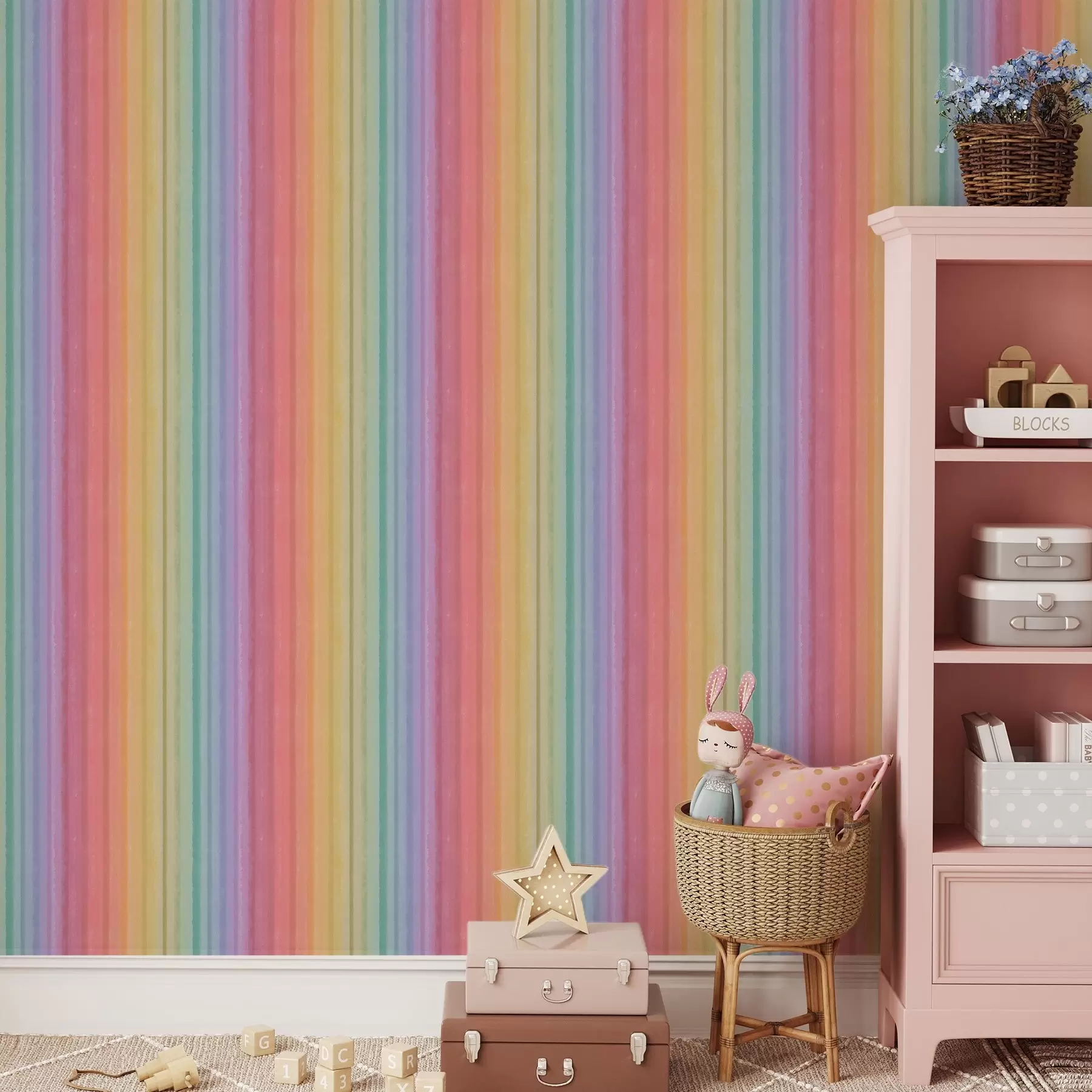 Murale Rayures arc-en-ciel avec accents de couleur expressifs a00553