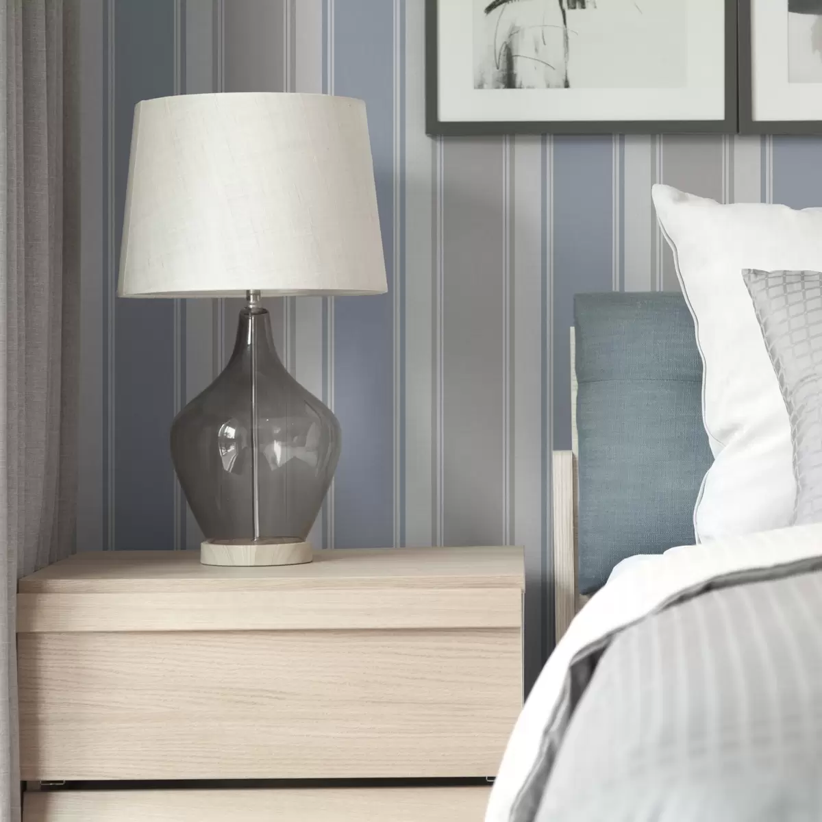 Papier peint Combinaison de larges bandes grises et bleues a00557