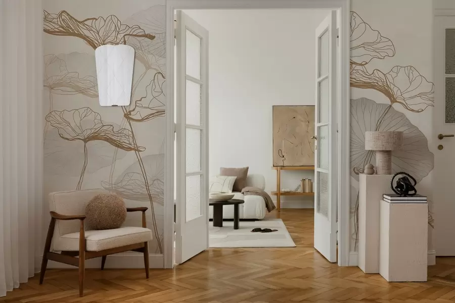 Fototapete Verschiedene Lotosblätter w04471