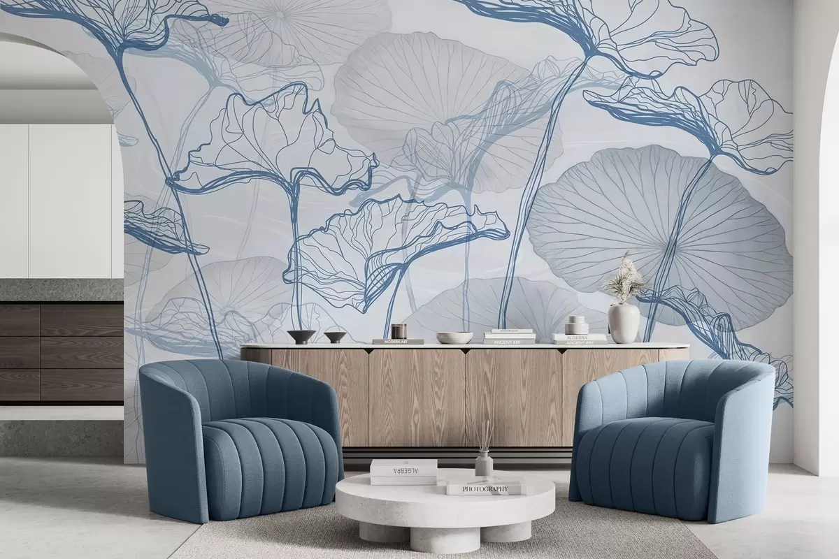 fototapeter Forskellige lotusblade w04471v2