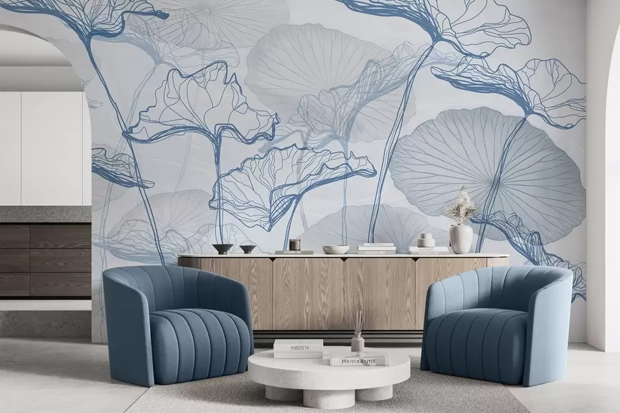 fototapeter Forskellige lotusblade w04471v2