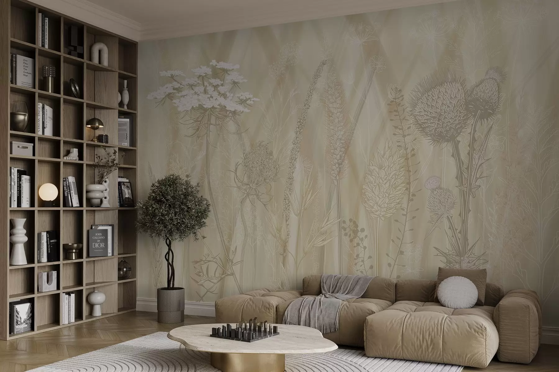 Murale Graminées et herbier w04473