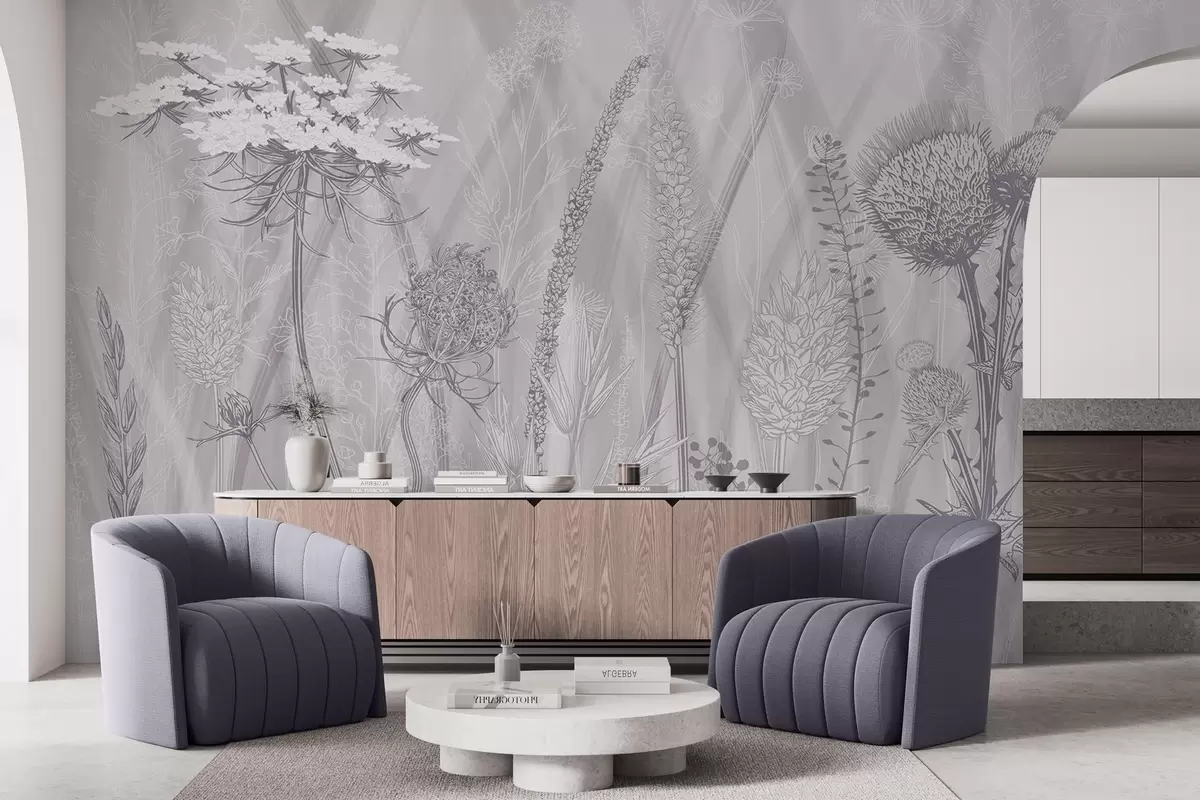 Murale Graminées et herbier w04473v2