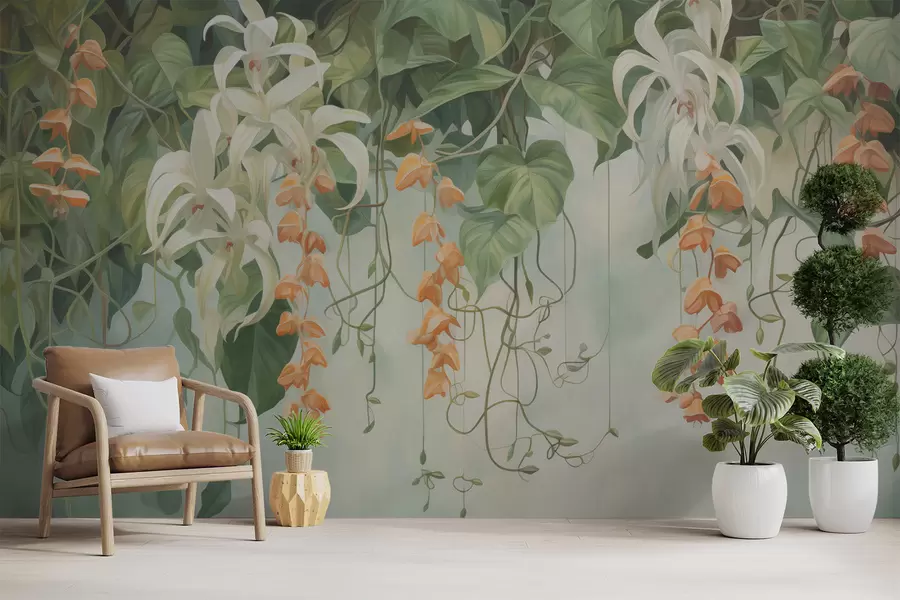 Fototapete Laub und Blüten w04532